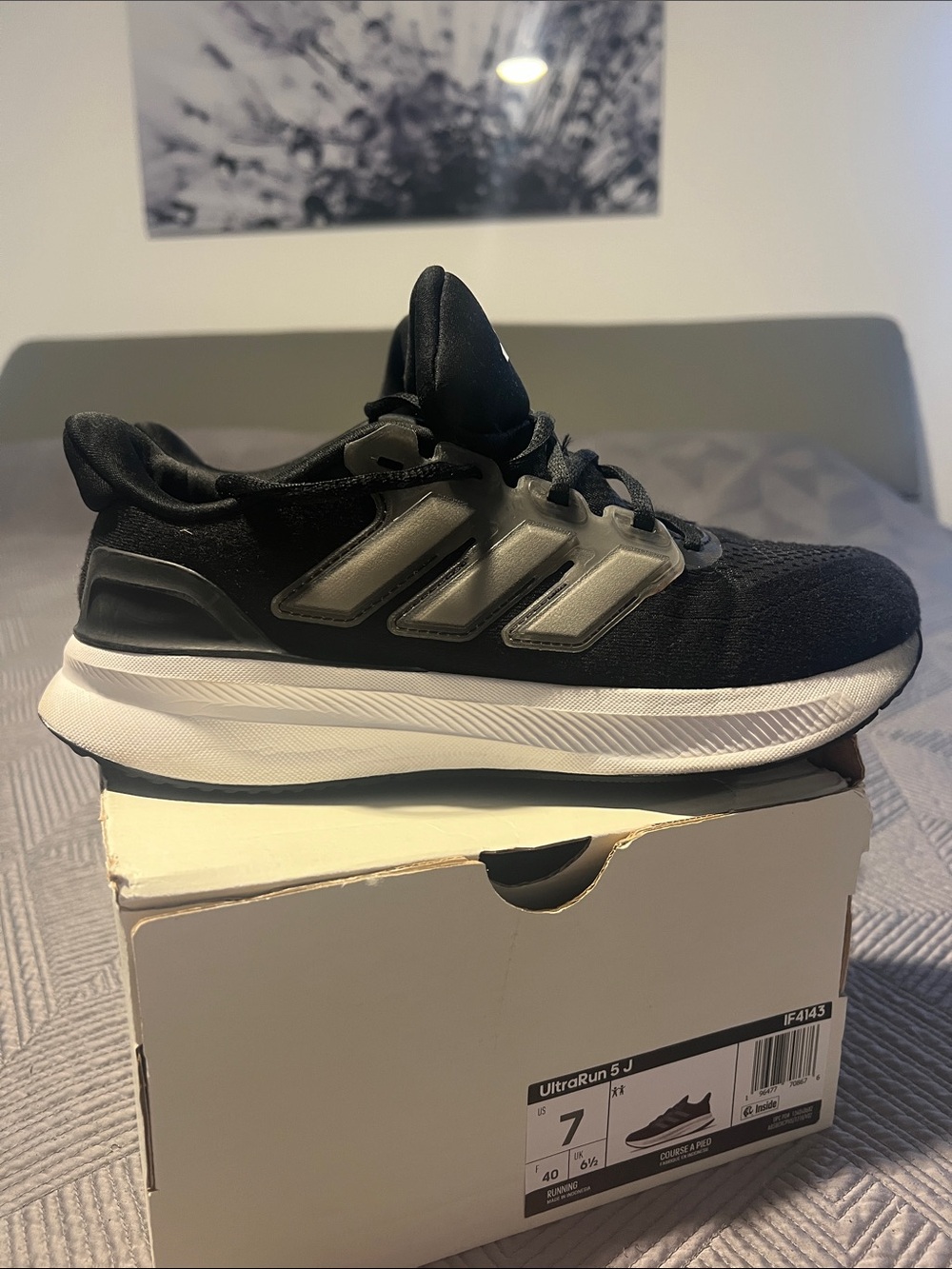 adidas Black Athletic Running Shoes with White Midsole